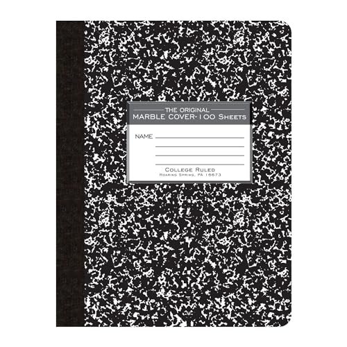 ROARING SPRING Hard Cover Composition Notebook, Black Marble Comp Book, 9.75″ x 7.5″, College-Ruled with Margin, 100 Sheets (200 Pages), Made in USA - Image 5