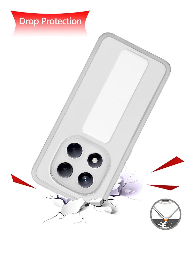 Wtech Xiaomi Redmi Note 14 Pro 5G 2025 Luxury Shockproof Matte Translucent Grip Magnetic Holder Armor Phone Case Cover (MCGHSN) - White - Image 3