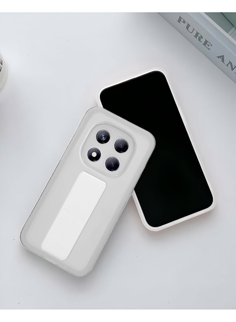 Wtech Xiaomi Redmi Note 14 Pro 5G 2025 Luxury Shockproof Matte Translucent Grip Magnetic Holder Armor Phone Case Cover (MCGHSN) - White - Image 2