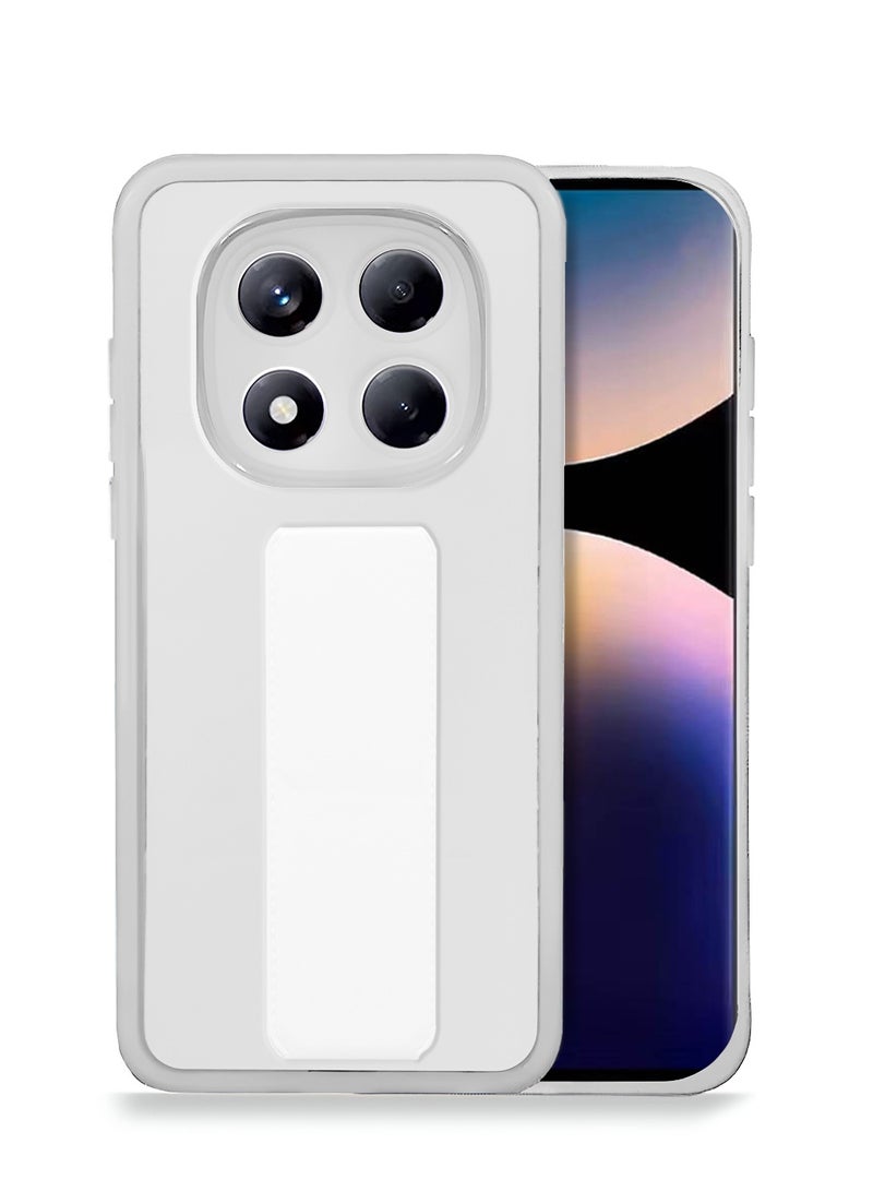 Wtech Xiaomi Redmi Note 14 Pro 5G 2025 Luxury Shockproof Matte Translucent Grip Magnetic Holder Armor Phone Case Cover (MCGHSN) - White - Image 1