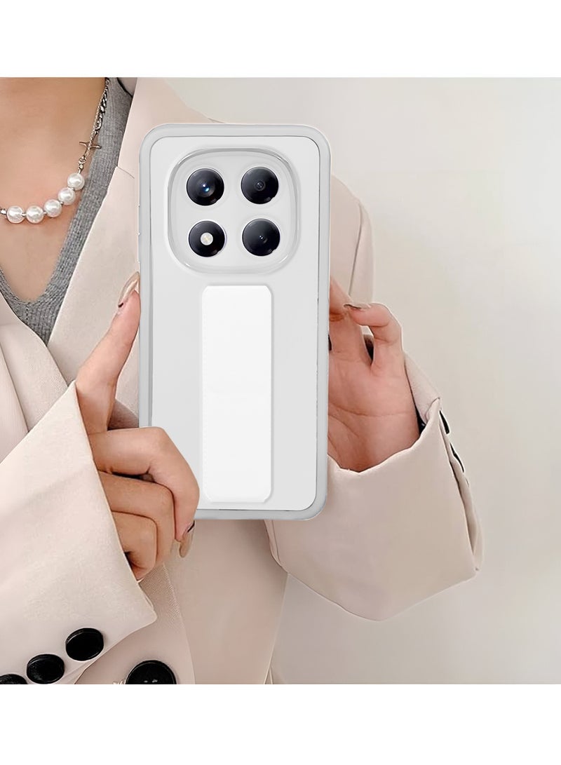 Wtech Xiaomi Redmi Note 14 Pro 5G 2025 Luxury Shockproof Matte Translucent Grip Magnetic Holder Armor Phone Case Cover (MCGHSN) - White - Image 4