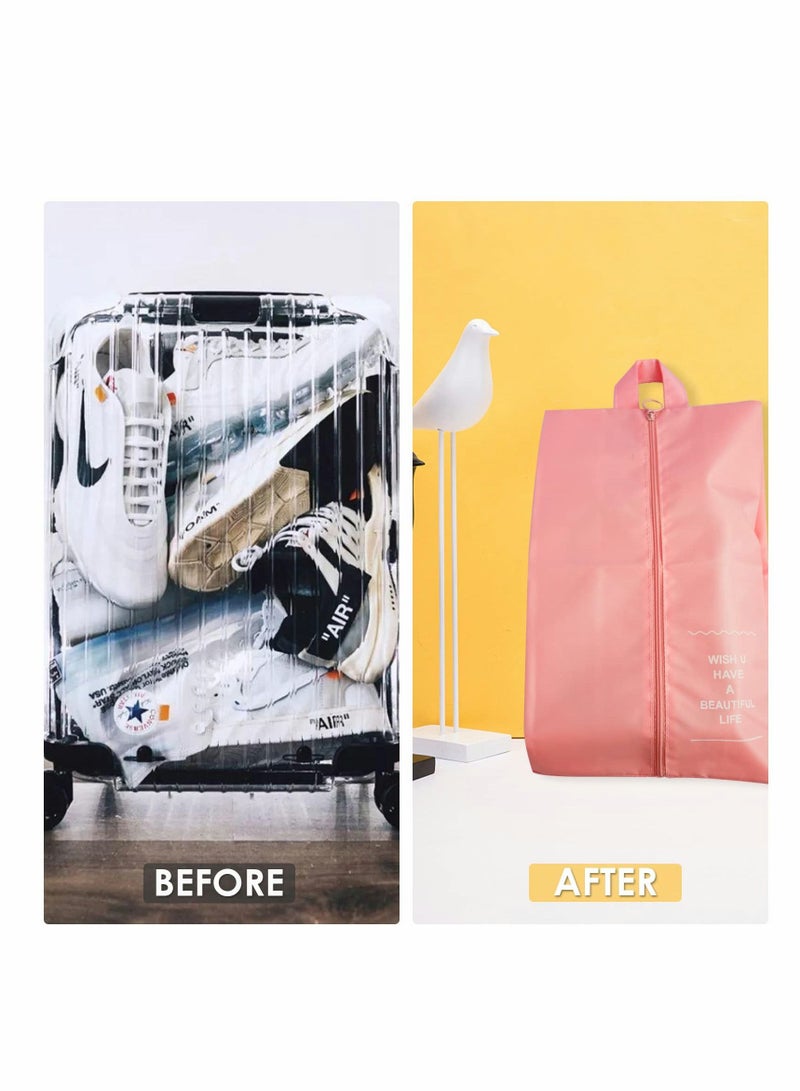 SYOSI حقيبة أحذية سفر، حقائب غسيل، مضادة للغبار ومقاومة للماء، من قماش بوليستر مزدوج الجانب مع سحاب للتخزين، حذاء رياضي أنيق للرجال والنساء، منزل (وردي) - Image 4