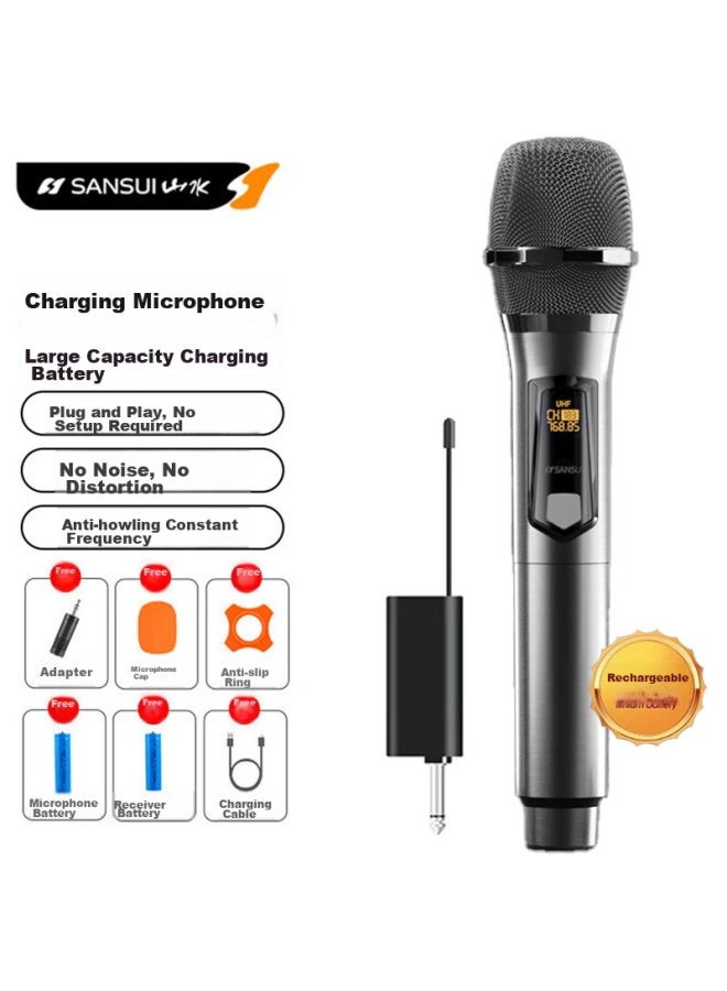 Sansui Rechargeable Wireless Universal Microphone For Stage, Professional, Home, Ktv, Karaoke, Speech, Conference, Outdoor, Audio, Speaker, Tv, Car, Universal U7 Black - Image 1