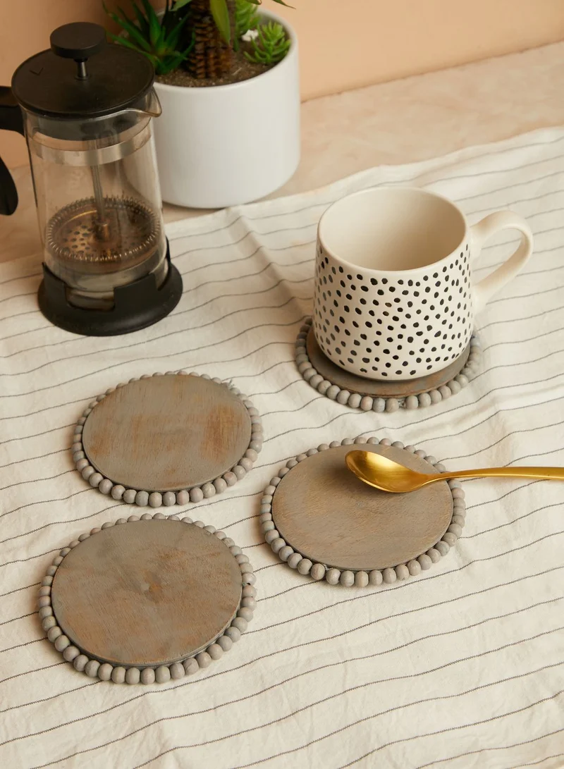 AURORA Set Of 4 Round Wooden Coasters