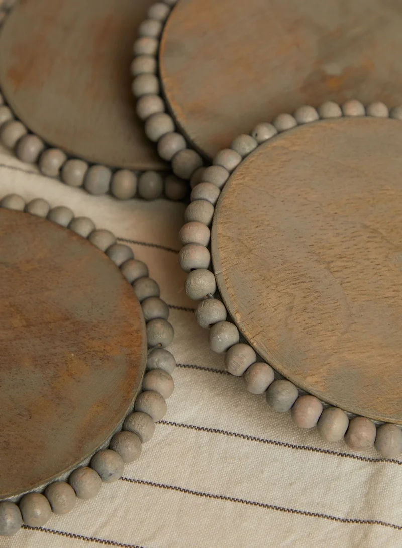 AURORA Set Of 4 Round Wooden Coasters