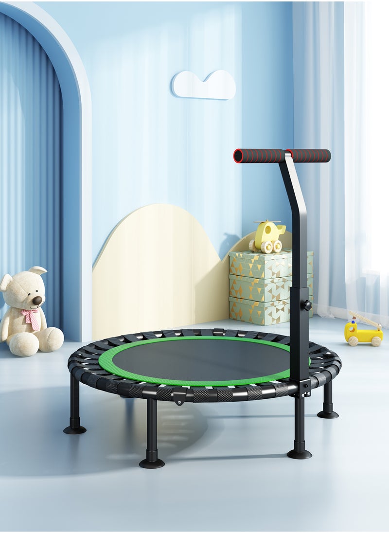 Glanfen - 40 inch Silent Kids Indoor Trampoline Mini Trampoline with Adjustable Handle Bar Fitness Trampoline Bungee Rebounder Jumping - Image 1