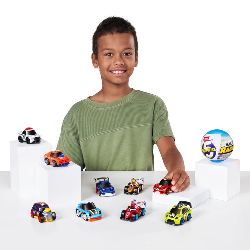 5 Surprise Make-A-Racer Race Car Vehicle Themed Novelty Unboxing Toy Collectible Mini's by ZURU (2 Capsules) - Image 5