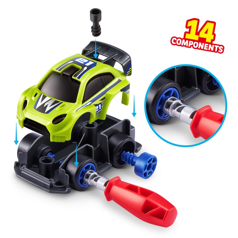 5 Surprise Make-A-Racer Race Car Vehicle Themed Novelty Unboxing Toy Collectible Mini's by ZURU (2 Capsules) - Image 2