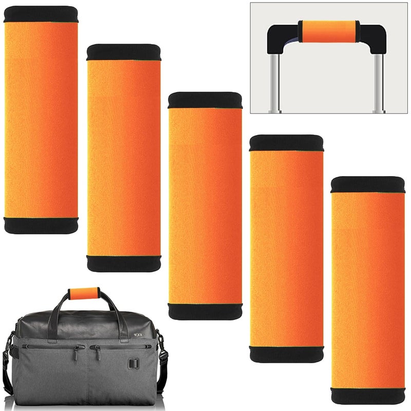 Hibate 5pcs Neoprene Luggage Handle Wrap for Suitcase Identifier Luggage Makers Covers Wraps Travel Accessories - Fluorescent Orange - Image 1