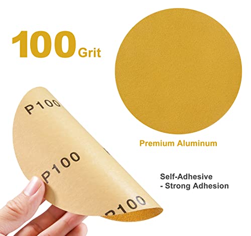 Shawya 100 Pcs 6 Inch 100 Grit PSA Self Adhesive DA Sanding Disc Roll Sandpaper Designed for Surface Blending Edge Woodworking Metal Sanding Sand Paper - Image 2
