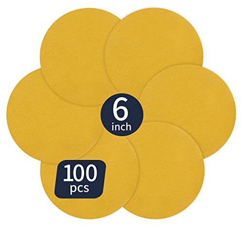 Shawya 100 Pcs 6 Inch 100 Grit PSA Self Adhesive DA Sanding Disc Roll Sandpaper Designed for Surface Blending Edge Woodworking Metal Sanding Sand Paper - Image 1