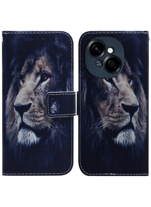 For Tecno Spark Go 1 / Pop 9 Pro Coloured Drawing Flip Leather Phone Case(Lion)