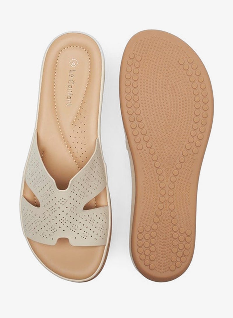 Le Confort Women's Lazer Cut Detail Slip-On Sandals - Image 4