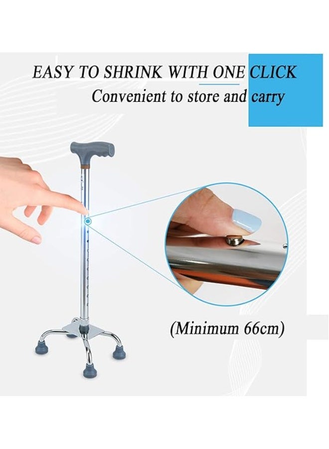 عكازات محمولة خفيفة الوزن قابلة للتعديل بقاعدة رباعية الأرجل، عكازات لكبار السن مانعة للانزلاق وخفيفة الوزن، عصي مشي احترافية - Image 2