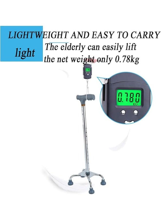 عكازات محمولة خفيفة الوزن قابلة للتعديل بقاعدة رباعية الأرجل، عكازات لكبار السن مانعة للانزلاق وخفيفة الوزن، عصي مشي احترافية - Image 4