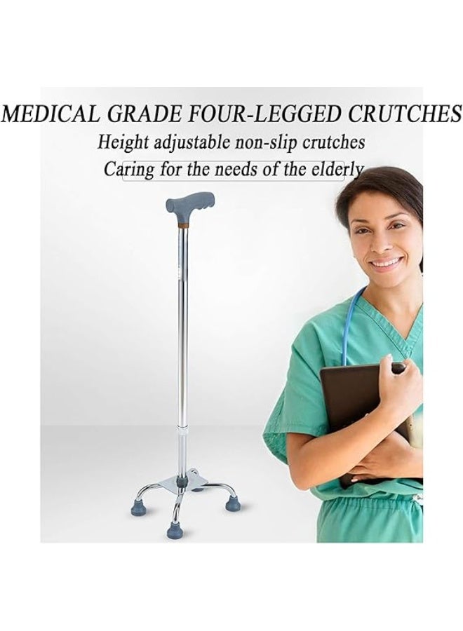 عكازات محمولة خفيفة الوزن قابلة للتعديل بقاعدة رباعية الأرجل، عكازات لكبار السن مانعة للانزلاق وخفيفة الوزن، عصي مشي احترافية - Image 3