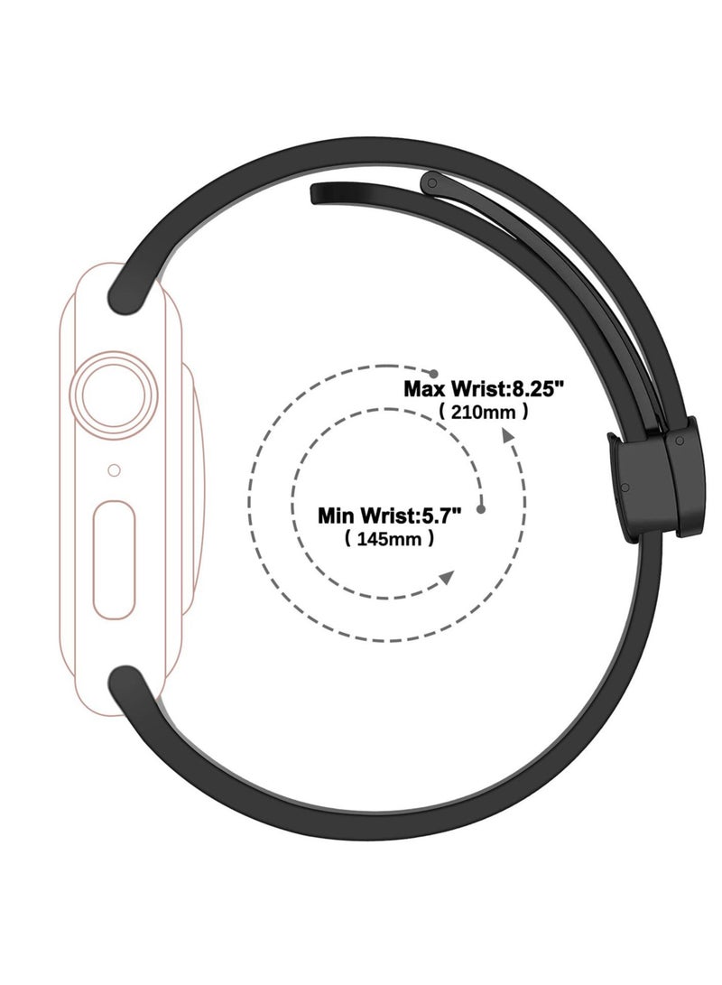 2 Pack Silicone replacement Magnetic Buckle Band for apple watch Band 42mm/44mm/45mm/49mm, Waterproof Silicone Sport Band for iWatch Series 8,Ultra,7,SE,6,5,4,3,2,1