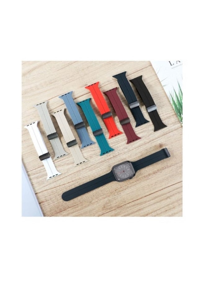 2 Pack Silicone replacement Magnetic Buckle Band for apple watch Band 42mm/44mm/45mm/49mm, Waterproof Silicone Sport Band for iWatch Series 8,Ultra,7,SE,6,5,4,3,2,1