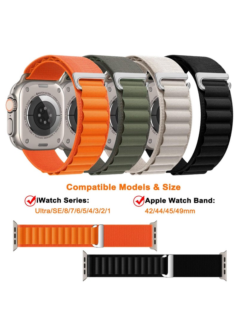 BORTONY 4 Pack Alpine Loop Compatible with Apple Watch Ultra Band 49mm Men Women Adjustable Sport Elastic Nylon Strap for iWatch Series Ultra/SE/8/7/6/5/4/3/2/1  - Image 2