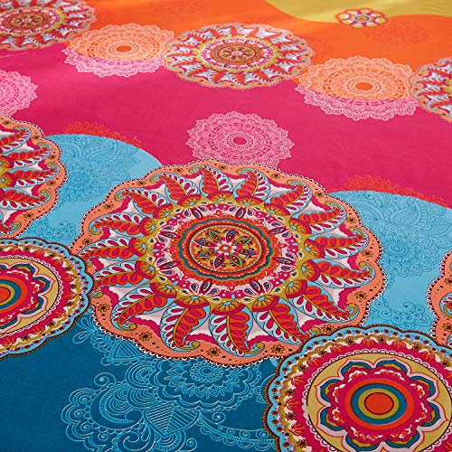 Pangzi Bohemian Retro Bedding Sheet Set,1 Fitted Sheet, 1 Flat, 2 Pillow Cases - 4 Piece (Queen, Rose Pink) - Image 4