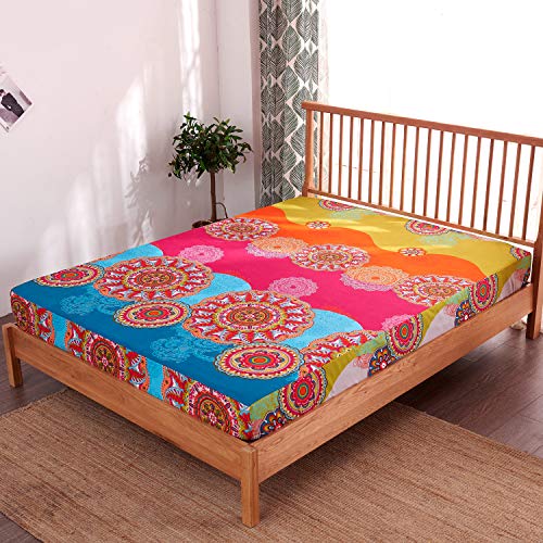 Pangzi Bohemian Retro Bedding Sheet Set,1 Fitted Sheet, 1 Flat, 2 Pillow Cases - 4 Piece (Queen, Rose Pink) - Image 5