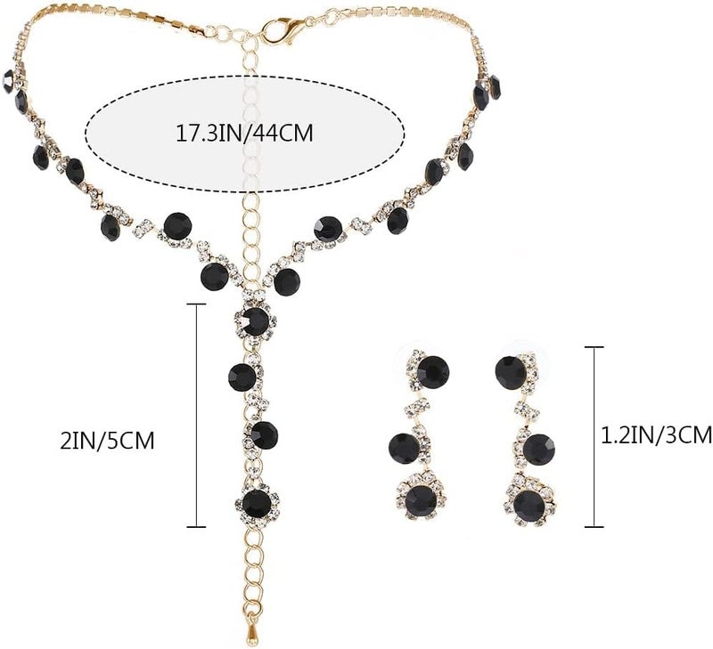 Excefore Bride Wedding Jewelry Sets, Crystal Bridal Necklace Bracelet Earrings Set, Prom Costume Jewelry Set, for Women and Girls Bride Wedding Hair Accessories (3 Pcs) - Image 5