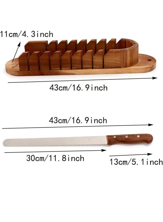 Cross-border Acacia Wood Bread Cutting Board Cutting Board Baking Bread Slicing Tool Bread Slicer-Specifications:43 X 11cm-Colors:Acacia Wood - Image 4