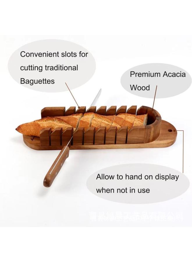 Cross-border Acacia Wood Bread Cutting Board Cutting Board Baking Bread Slicing Tool Bread Slicer-Specifications:43 X 11cm-Colors:Acacia Wood - Image 3
