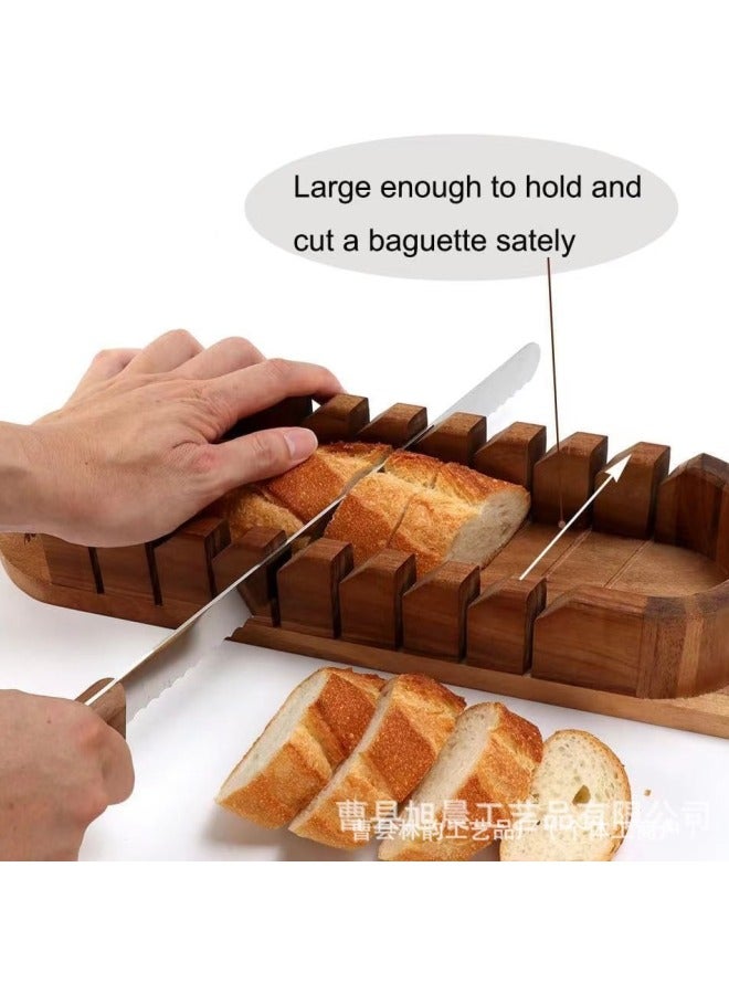 Cross-border Acacia Wood Bread Cutting Board Cutting Board Baking Bread Slicing Tool Bread Slicer-Specifications:43 X 11cm-Colors:Acacia Wood - Image 2