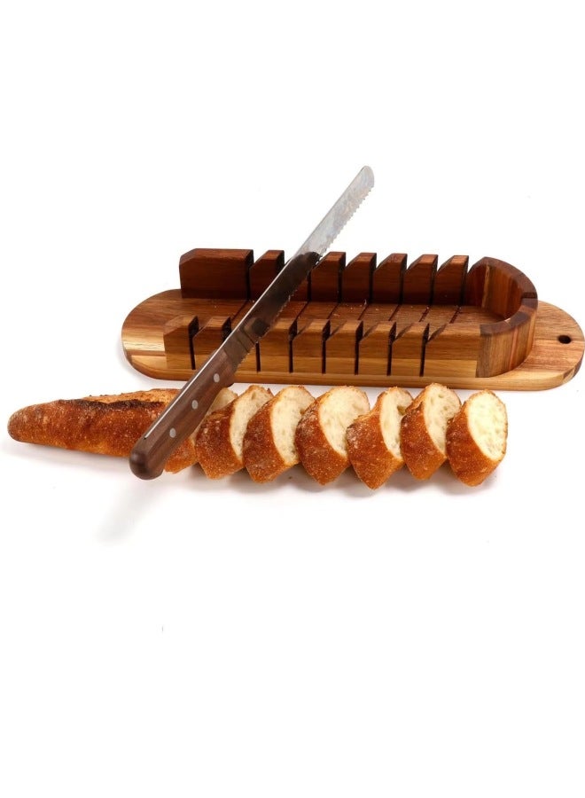 Cross-border Acacia Wood Bread Cutting Board Cutting Board Baking Bread Slicing Tool Bread Slicer-Specifications:43 X 11cm-Colors:Acacia Wood - Image 1