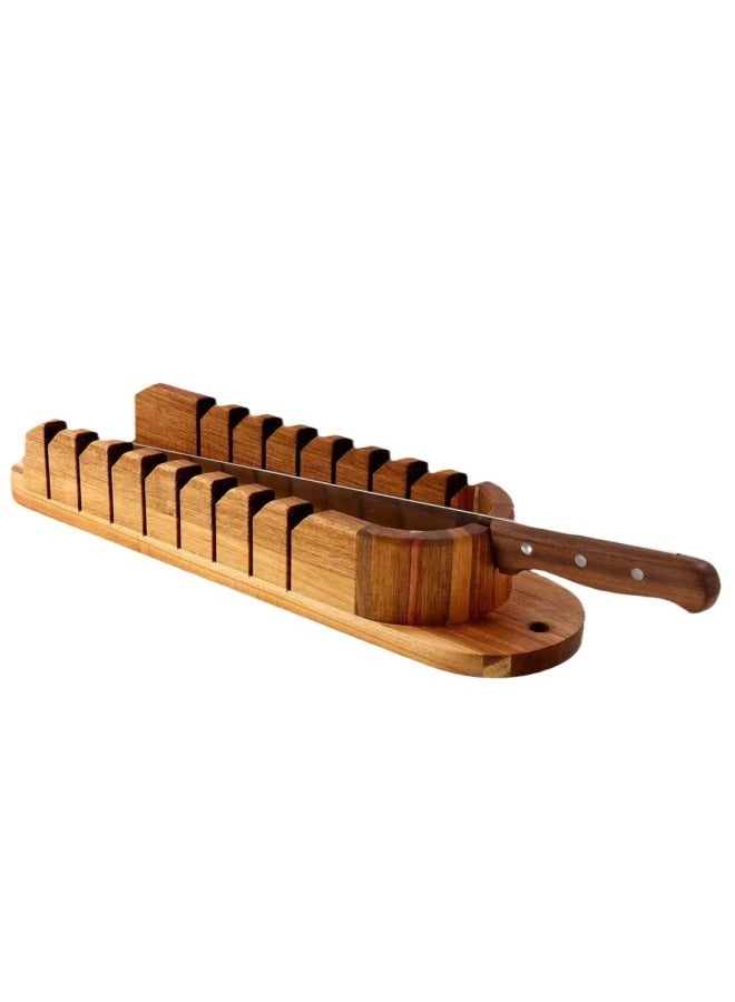 Cross-border Acacia Wood Bread Cutting Board Cutting Board Baking Bread Slicing Tool Bread Slicer-Specifications:43 X 11cm-Colors:Acacia Wood - Image 5
