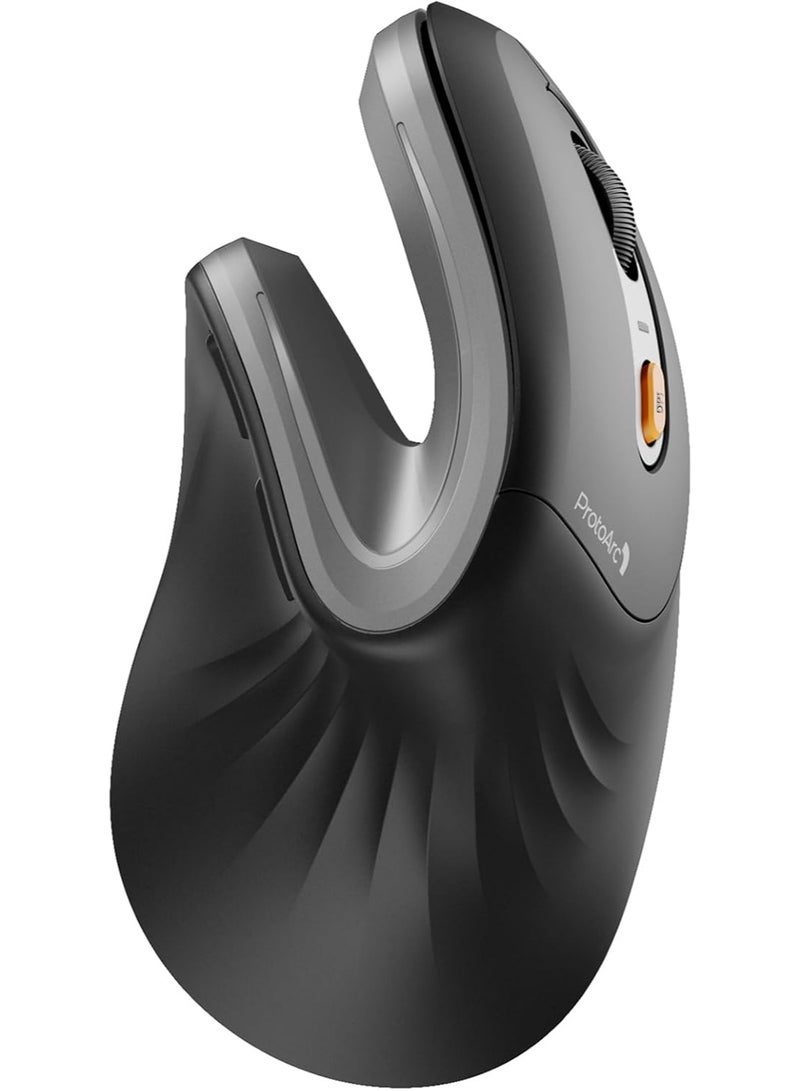 ProtoArc Ergonomic Vertical Mouse, EM11 NL Rechargeable Wireless Mouse Bluetooth, Ergo Mice with 3 Multi-Device for PC/Notebook/Laptop, 2.4GHz Optical Mice for Windows, Mac OS, Gray - Image 1