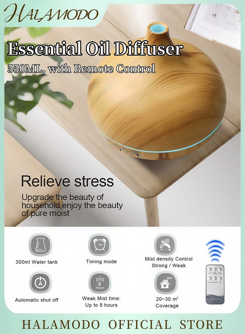 هالامودو جهاز ترطيب الهواء بالروائح العطرية مع جهاز تحكم عن بعد، لون بيج، 22.50×17.00×17.00 سم - Image 1