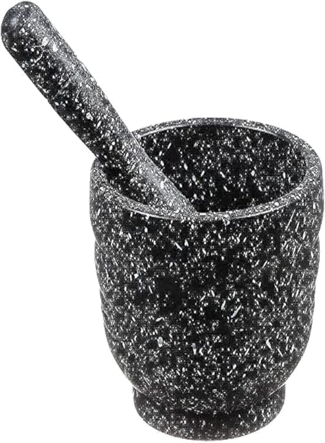 Spaceshoop Elshahd Granite Mortar and Prestle Set - Black and White