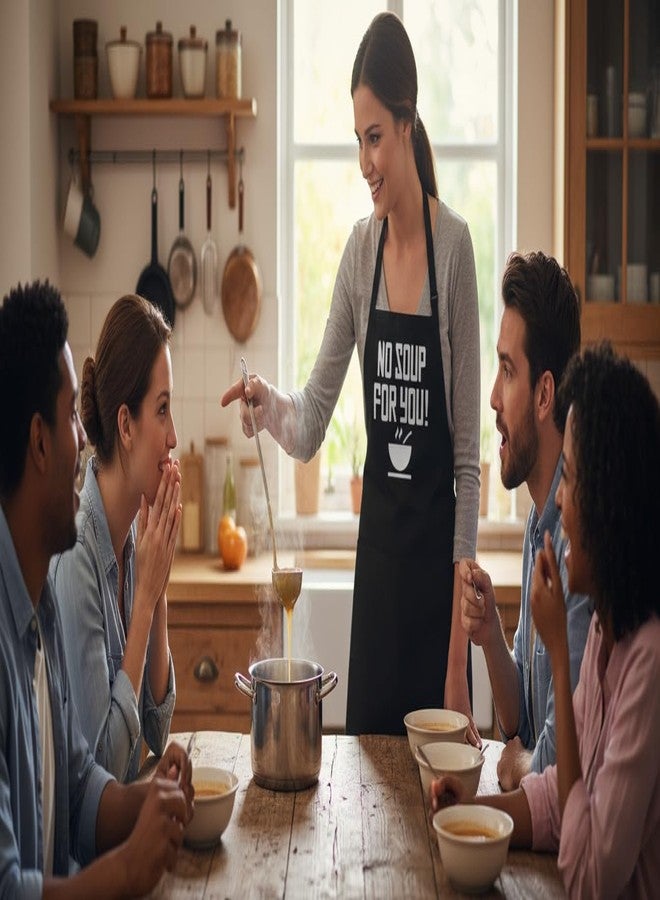 CoolAprons No Soup For You Black Apron with Pockets, Funny Cooking Apron With Adjustable Neck Strap For Men And Women, Chef Kitchen BBQ Grilling Gift - Image 4