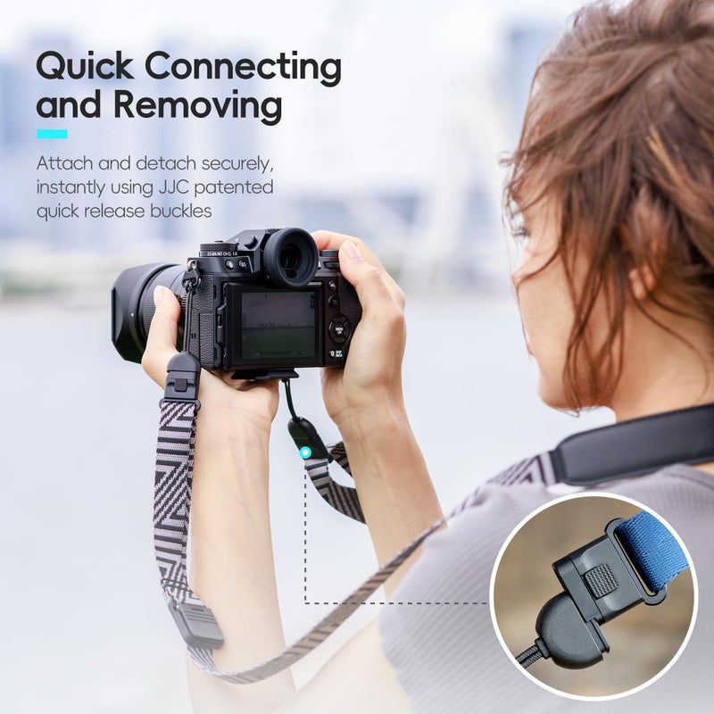 JJC Mirrorless Camera Neck Strap with Quick Release Buckles, Adjustable Shoulder Sling Strap for Sony A7C II A7 IV III A7R V IV ZV1 ZV-E10 Canon EOS R100 R50 M50 M6 Nikon Z30 Z50 Z6 Z7 II & More (Grey) - Image 3