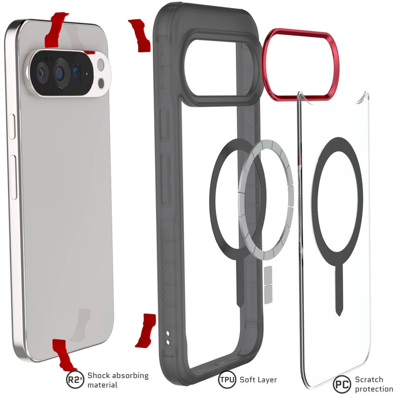 Ghostek Covert Clear Pixel 10 Pro XL Case - Compatible with MagSafe, Magnetic Shockproof Protective Phone Cover Designed for 2025 Google Pixel10 Pro XL (6.8") (Smoke) - Image 5