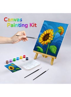 VOCHIC Canvas Painting Kit, 8X10 Pre Drawn Sunflower Art, 8 Acrylic Colors, 3 Brushes, Pallet, Adult Party Supplies  - Image 2