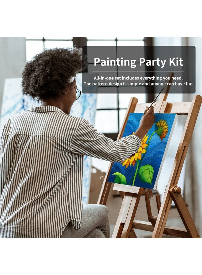 VOCHIC Canvas Painting Kit, 8X10 Pre Drawn Sunflower Art, 8 Acrylic Colors, 3 Brushes, Pallet, Adult Party Supplies - Image 4