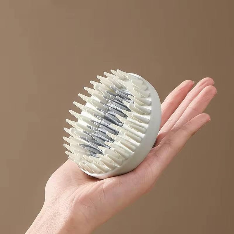 Scalp Massager Shampoo Brush, Rubber Handle, Wet and Dry Scalp Massager Brush, Soft Bristles for All Hair Types Care Exfoliating Dandruff Removal (Grey) - Image 3