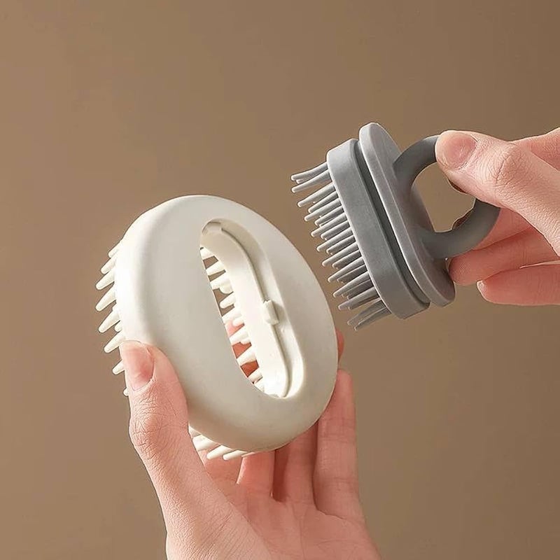 Scalp Massager Shampoo Brush, Rubber Handle, Wet and Dry Scalp Massager Brush, Soft Bristles for All Hair Types Care Exfoliating Dandruff Removal (Grey) - Image 2