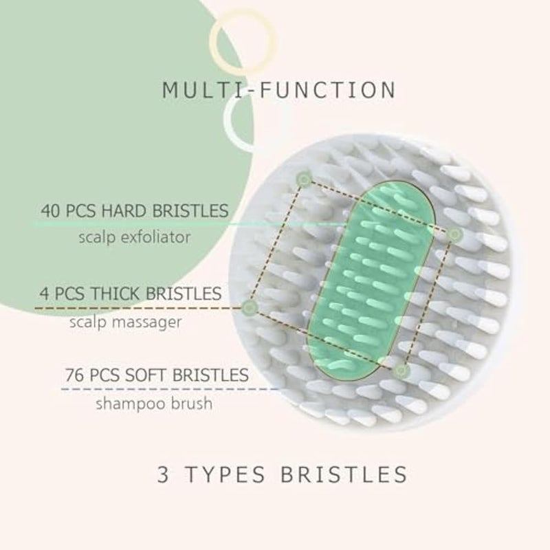 Scalp Massager Shampoo Brush, Rubber Handle, Wet and Dry Scalp Massager Brush, Soft Bristles for All Hair Types Care Exfoliating Dandruff Removal (Grey) - Image 4