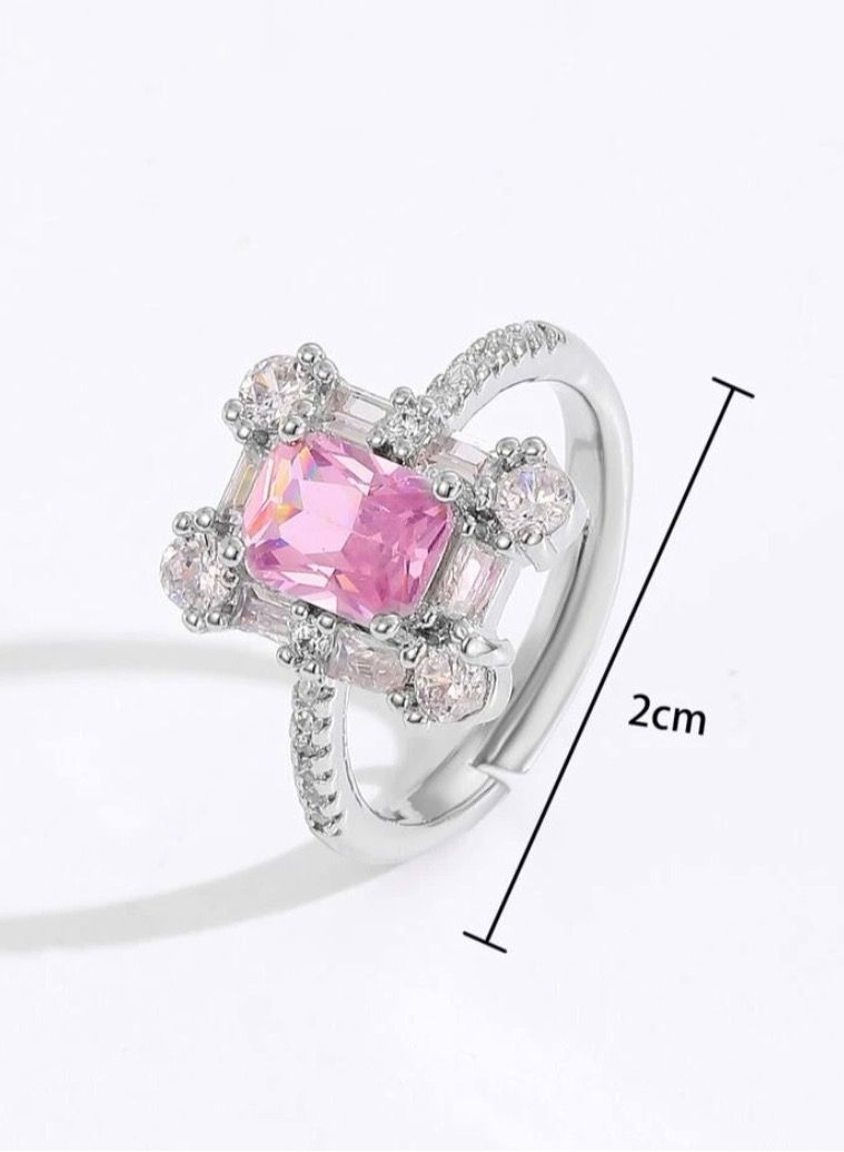 نون-شى خاتم نسائي مطلي باللون الفضي ومرصع بالزركون بمقاس موحد - Image 4