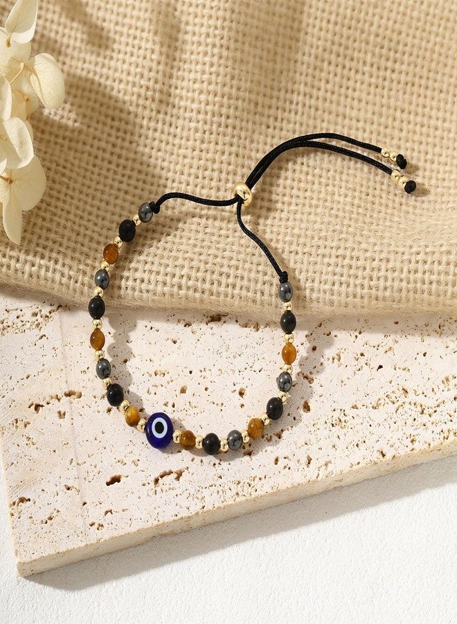 AULSIEY Evil Eye Bracelets, Healing Crystals Black Tourmaline Tigers Eye Bracelet for Women Evil Eye Jewelry Triple Threat Protection Bracelet Good Luck Gifts Healing Spiritual Jewelry for Women - Image 4