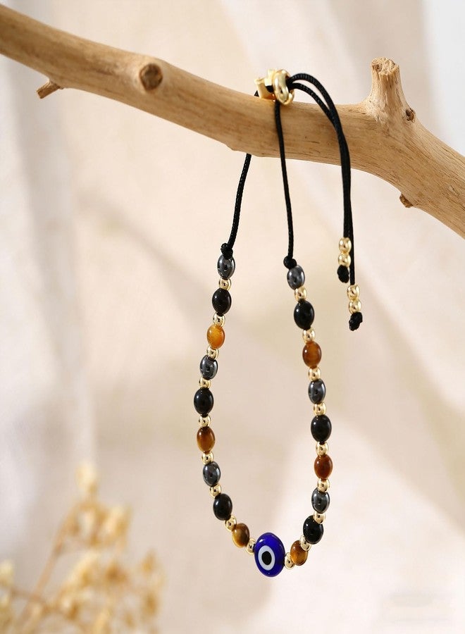 AULSIEY Evil Eye Bracelets, Healing Crystals Black Tourmaline Tigers Eye Bracelet for Women Evil Eye Jewelry Triple Threat Protection Bracelet Good Luck Gifts Healing Spiritual Jewelry for Women - Image 5
