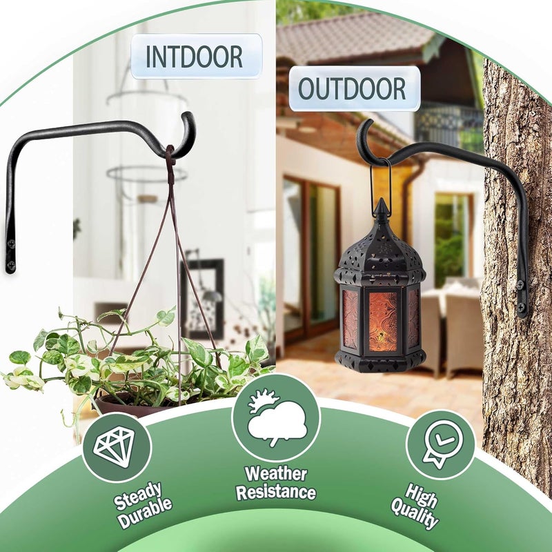 Lifyzoon Durable Plant Hangers Brackets: 2 Pack 6 Inch Outdoor Metal Hanging Plant Brackets - Rustproof Wall Hooks for Hanging Flower Basket Wind Chimes and Lanterns - Image 3