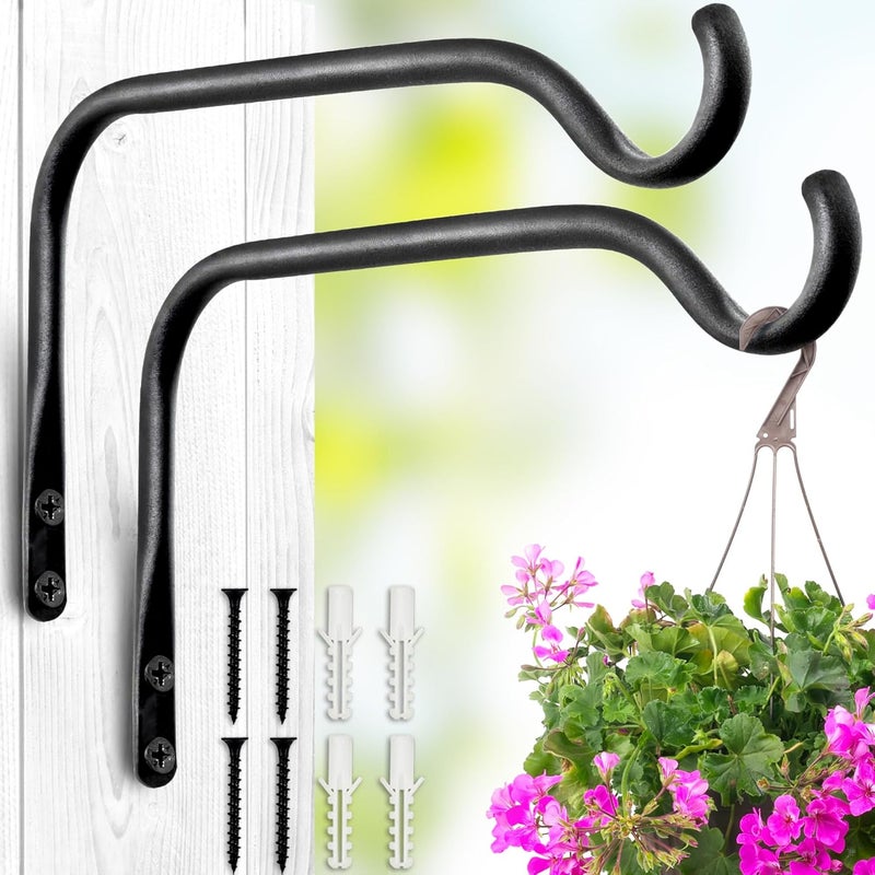 Lifyzoon Durable Plant Hangers Brackets: 2 Pack 6 Inch Outdoor Metal Hanging Plant Brackets - Rustproof Wall Hooks for Hanging Flower Basket Wind Chimes and Lanterns - Image 1