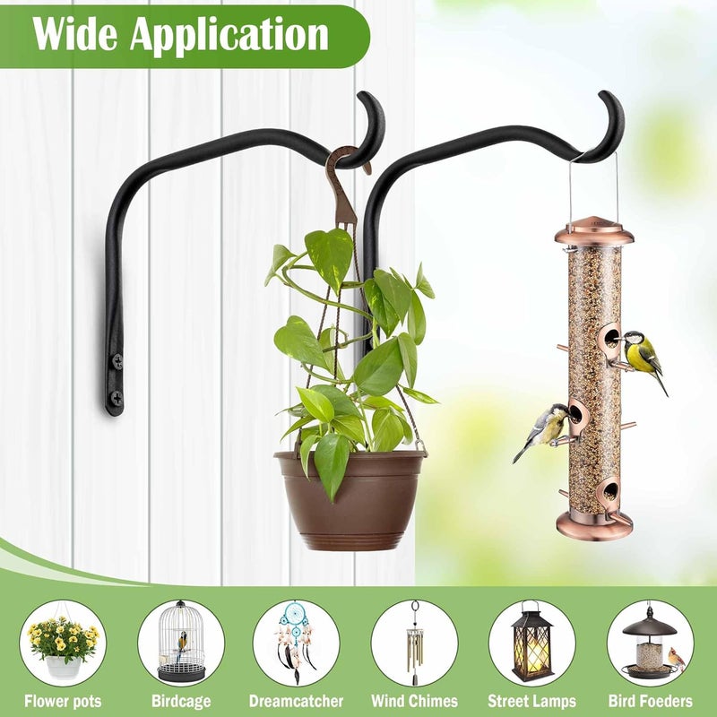 Lifyzoon Durable Plant Hangers Brackets: 2 Pack 6 Inch Outdoor Metal Hanging Plant Brackets - Rustproof Wall Hooks for Hanging Flower Basket Wind Chimes and Lanterns - Image 5