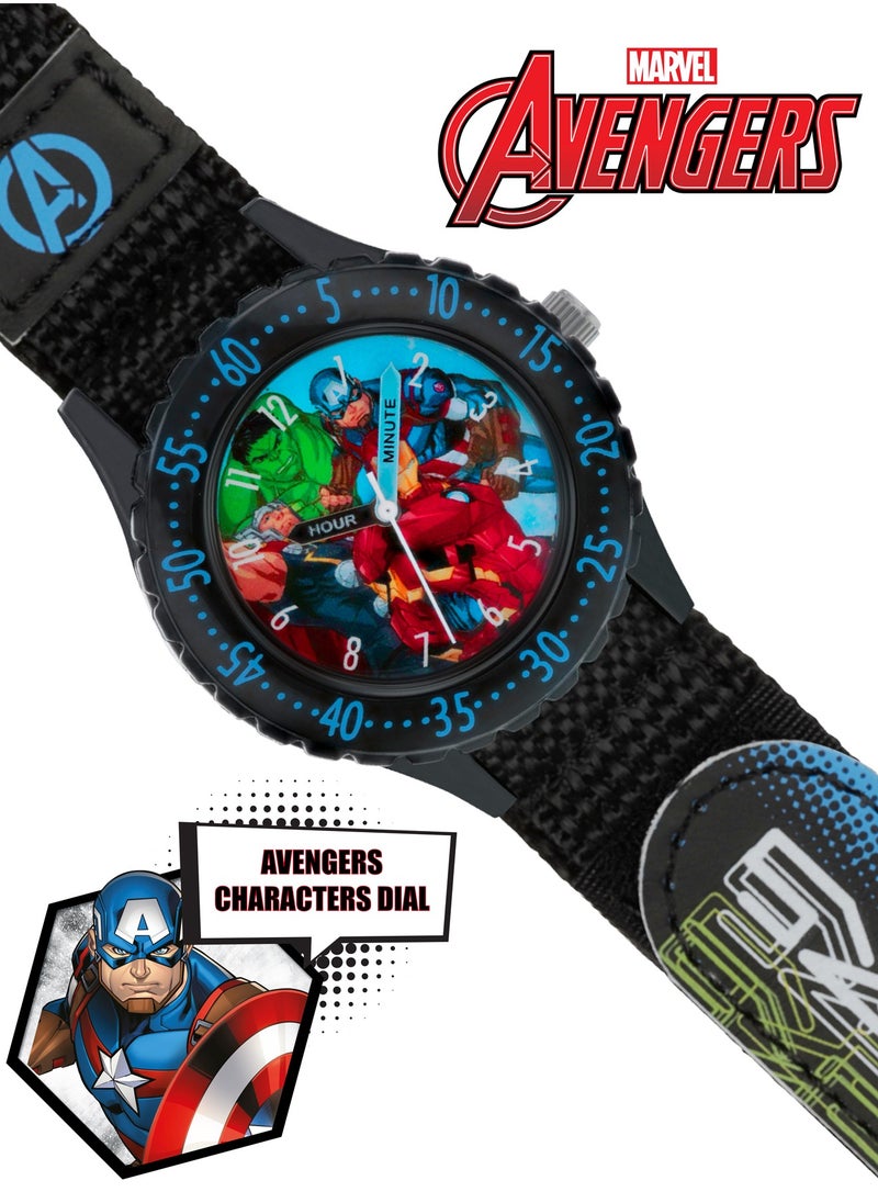 Disney Disney Marvel Avengers Black Printed Fabric Strap Watch - AVG5008  - Image 2