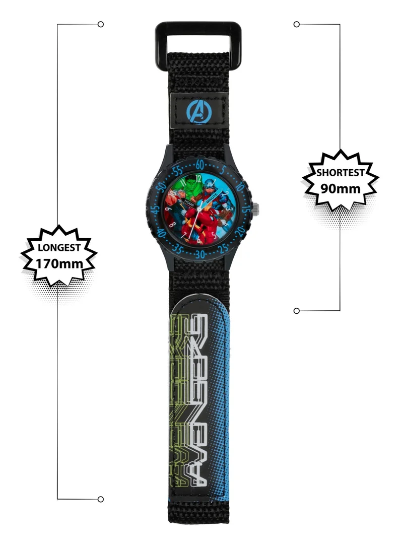 Disney Disney Marvel Avengers Black Printed Fabric Strap Watch - AVG5008